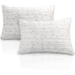 Superior 2 Piece Pillow Set, Breathable, Cooling, Rayon From Bamboo Removable Zipper Cover, Throw Pillow, For Comfortable Sleep, Neck, Side, Back Support, Shredded Memory Foam Filling, 19″ x 36″, King(King (2-Pack))
