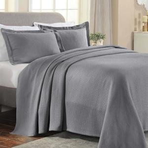 Superior 2 Piece Solitaire Cotton Bedspread Set, Home Bed Decor, Decorative Bed Spread, 1 Pillow Sham, Medium Weight Blanket, Matelasse Coverlet Bedding, Textured Quilted Pattern, Twin, Taupe(Grey – Z)