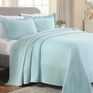 Superior 2 Piece Solitaire Cotton Bedspread Set, Home Bed Decor, Decorative Bed Spread, 1 Pillow Sham, Medium Weight Blanket, Matelasse Coverlet Bedding, Textured Quilted Pattern, Twin, Taupe(Aqua – Z)