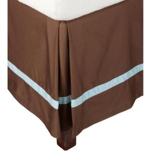 Superior 300 Thread Count 100% Cotton, Hotel Collection, 15 Inch Drop, Twin XL Bed Skirt, Mocha with Honey(Mocha/Sky Blue)