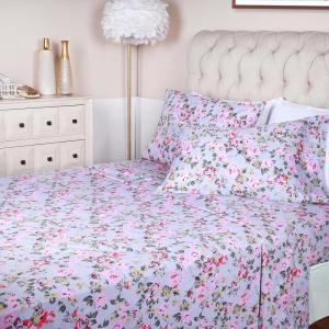 Superior 300 Thread Count 3 Piece Cotton Single Ply Deep Pocket Solid Sheet Set, Twin X-Large, Coral(Floral Silver)