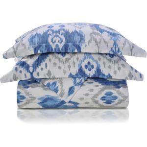 Superior 300 Thread Count Cotton Print Duvet Cover Set Reversible Full/Queen, Maywood Blue(Mountlake)