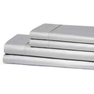Superior 300 Thread Count Cotton Sheets, Modern Solid, Deep Pocket Bed Sheets, Lightweight, 4 Piece Bed Sheet Set, Includes; One Flat, One Fitted and Two Pillowcases, Queen, Navy Blue(Light Grey)