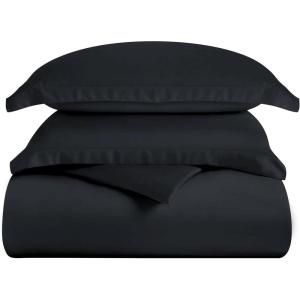 Superior 300 Thread Count Duvet Cover Set, 100% Modal from Beech, Solid, King/California King, White(Black)