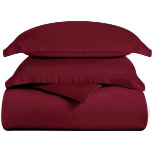 Superior 300 Thread Count Duvet Cover Set, 100% Modal from Beech, Solid, King/California King, White(Burgundy)