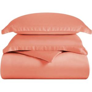 Superior 300 Thread Count Duvet Cover Set, 100% Modal from Beech, Solid, King/California King, White(Coral)