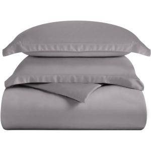 Superior 300 Thread Count Duvet Cover Set, 100% Modal from Beech, Solid, King/California King, White(Grey)