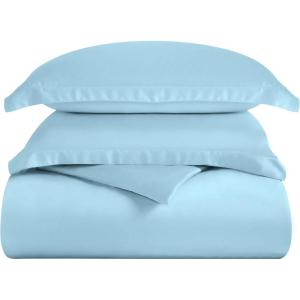 Superior 300 Thread Count Duvet Cover Set, 100% Modal from Beech, Solid, King/California King, White(Light Blue)