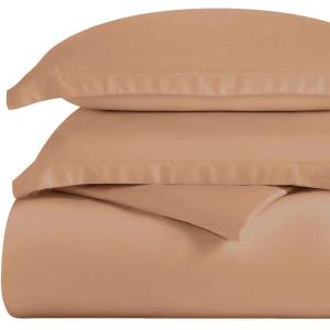 Superior 300-Thread Duvet Cover Set, Premium Long-Staple Cotton, Twin, Black(Beige)