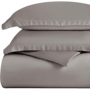 Superior 300-Thread Duvet Cover Set, Premium Long-Staple Cotton, Twin, Black(Gray)
