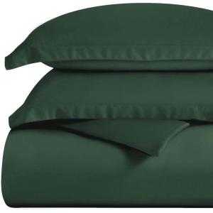 Superior 300-Thread Duvet Cover Set, Premium Long-Staple Cotton, Twin, Black(Hunter Green)