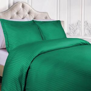 Superior 300-Thread Duvet Cover Set, Premium Long-Staple Cotton, Twin, Black(Hunter Green Stripe)