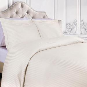 Superior 300-Thread Duvet Cover Set, Premium Long-Staple Cotton, Twin, Black(Ivory Stripe)