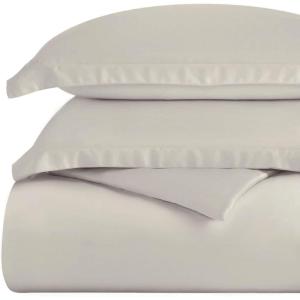 Superior 300-Thread Duvet Cover Set, Premium Long-Staple Cotton, Twin, Black(Light Grey)