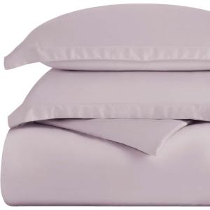 Superior 300-Thread Duvet Cover Set, Premium Long-Staple Cotton, Twin, Black(Lilac)