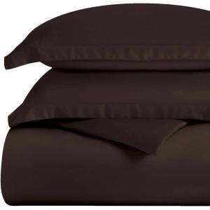 Superior 300-Thread Duvet Cover Set, Premium Long-Staple Cotton, Twin, Black(Mocha)