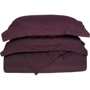 Superior 300-Thread Duvet Cover Set, Premium Long-Staple Cotton, Twin, Black(Plum Stripe)