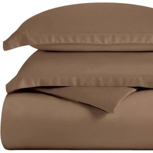Superior 300-Thread Duvet Cover Set, Premium Long-Staple Cotton, Twin, Black(Taupe)