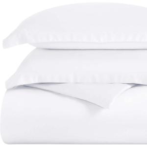 Superior 300-Thread Duvet Cover Set, Premium Long-Staple Cotton, Twin, Black(White)