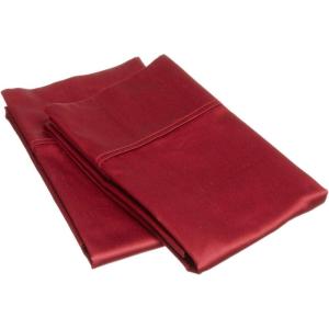 Superior 700 Thread Count Egyptian Cotton Pillowcase Bed Set, Modern Solid Sateen, Naturally Breathable and Cooling, Extra Comfort Pillow Cover, Includes: Two Pillowcases, Standard, Coral(Burgundy)