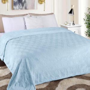 Superior Alaska Collection Quilted Diamond Throw Blanket – Soft Plush Velvety Fleece Blanket for Couch, Bed and Living Room Decor – Cozy, Warm & Lightweight All-Season Cover, Throw Size, White(Light Blue)