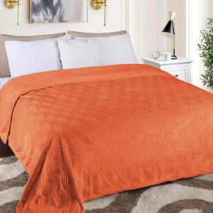 Superior Alaska Collection Quilted Diamond Throw Blanket – Soft Plush Velvety Fleece Blanket for Couch, Bed and Living Room Decor – Cozy, Warm & Lightweight All-Season Cover, Throw Size, White(Rust)
