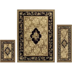 Superior Area Rugs for Bedroom, Farmhouse, Kitchen, Entryway, Laundry Room | Living Room Decor | Elton Collection Set, 2′ x 3’, Black(Black Brown)