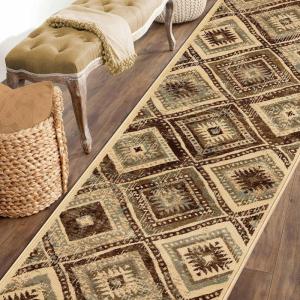 Superior Area Rugs for Bedroom, Farmhouse, Kitchen, Entryway, Laundry Room | Living Room Decor | Mosaic Collection, Chocolate, 2′ 7″ x 8′ Chocolate(Beige Brown)