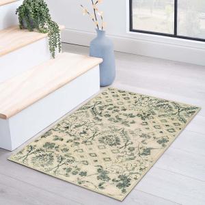 Superior Area Rugs for Bedroom, Farmhouse, Kitchen, Entryway, Laundry Room | Living Room Decor | Mosaic Collection, Chocolate, 2′ 7″ x 8′ Chocolate(Ivory Green)