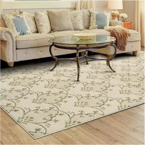 Superior Area Rugs for Bedroom, Farmhouse, Kitchen, Entryway, Laundry Room Living Room Decor Cadwell Collection, 2′ x 3′, Beige Blue(Beige)