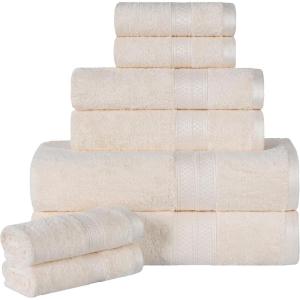 Superior Bath Towel Set, Rayon From Bamboo Cotton Blend, Ideal for Bathroom, Guest Bathroom, and Beach, Modern Style with Solid Dobby Border, Includes 2 Pieces; Bath Towels, Bath Towel, Salmon(Ivory)