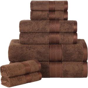 Superior Bath Towel Set, Rayon From Bamboo Cotton Blend, Ideal for Bathroom, Guest Bathroom, and Beach, Modern Style with Solid Dobby Border, Includes 2 Pieces; Bath Towels, Bath Towel, Salmon(Cocoa)