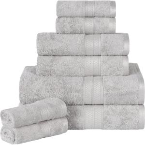 Superior Bath Towel Set, Rayon From Bamboo Cotton Blend, Ideal for Bathroom, Guest Bathroom, and Beach, Modern Style with Solid Dobby Border, Includes 2 Pieces; Bath Towels, Bath Towel, Salmon(Chrome)