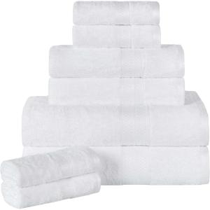 Superior Bath Towel Set, Rayon From Bamboo Cotton Blend, Ideal for Bathroom, Guest Bathroom, and Beach, Modern Style with Solid Dobby Border, Includes 2 Pieces; Bath Towels, Bath Towel, Salmon(White)