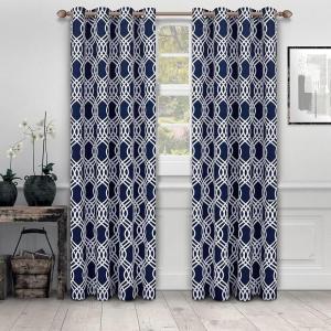 Superior Blackout Curtains, Room Darkening, Bedroom, Drapes, Kitchen, Living Room Window Accents, Sun Blocking, Thermal, 2 Pack, Ribbon Blackout Curtains, Set of 2, 52″ x 84″, Silver(Navy Blue)