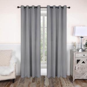 Superior Blackout Curtains, Room Darkening Window Accent for Bedroom, Sun Blocking, Thermal, Modern Bohemian Curtains, Leaves Collection, Set of 2 Panels, 8 Grommets, 52″ x 108″, Silver