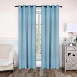 Superior Blackout Curtains, Room Darkening Window Accent for Bedroom, Sun Blocking, Thermal, Modern Bohemian Curtains, Leaves Collection, Set of 2 Panels, 8 Grommets, 52″ x 84″, Light Blue
