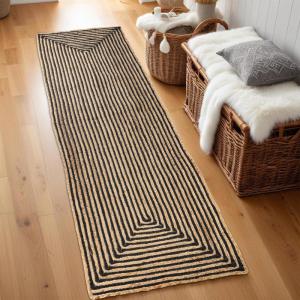 Superior Braided Dyed Jute Handwoven Indoor Area Rug, Jute Floor Decor for Dining Room, Office, Dorm, Kitchen, Entry, Hand-Woven Modern Farmhouse Rugs, 6′ Round, Navy Blue(Black)