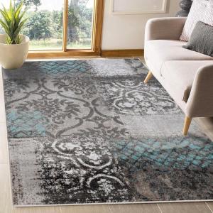 Superior Bristol Collection Area Rug, 8mm Pile Height with Jute Backing, Chic Geometric Damask Patchwork Design, Fashionable and Affordable Woven Rugs – 4′ x 6′ Rug, Beige & Brown(Rivulet – Z)