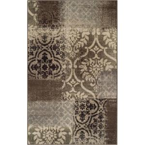 Superior Bristol Collection Area Rug, 8mm Pile Height with Jute Backing, Chic Geometric Damask Patchwork Design, Fashionable and Affordable Woven Rugs – 4′ x 6′ Rug, Ivory & Light Blue(Ivory-light Blue)