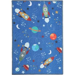 Superior Butterfly Burst Non-Slip Indoor Rug for Kids, Toddlers & Babies, Washable, Perfect for Playroom, Kids Room, Nursery, or Bedroom, Colorful Butterfly Swirls and Stars, 5′ x 7′ 6″, Apricot(Red-multicolor)