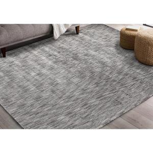 Superior Checkered Hand Woven Viscose Area Rug with Cotton Canvas Backing, Neutral Rug with Cool and Silky Soft Viscose Pile – Beige, 5’ x 8’ Rug(Chalkboard – Grey)