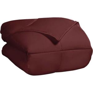 Superior Classic All-Season Reversible Comforter, Comfy, Fluffy, Cozy, Lightweight, Decorative, Duvet Insert, Plush, Oversized Bedding, Box Quilt Design, 4 Corner Loops, Full/Queen, Dusty Orange(Burgundy)