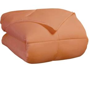 Superior Classic All-Season Reversible Comforter, Comfy, Fluffy, Cozy, Lightweight, Decorative, Duvet Insert, Plush, Oversized Bedding, Box Quilt Design, 4 Corner Loops, Full/Queen, Dusty Orange(Dusty Orange)