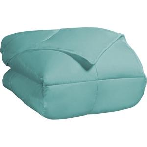 Superior Classic All-Season Reversible Comforter, Comfy, Fluffy, Cozy, Lightweight, Decorative, Duvet Insert, Plush, Oversized Bedding, Box Quilt Design, 4 Corner Loops, Full/Queen, Dusty Orange(Turquoise)