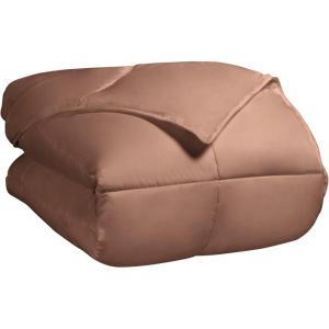 Superior Classic All-Season Reversible Comforter, Comfy, Fluffy, Cozy, Lightweight, Decorative, Duvet Insert, Plush, Oversized Bedding, Box Quilt Design, 4 Corner Loops, Full/Queen, Dusty Orange(Camel)