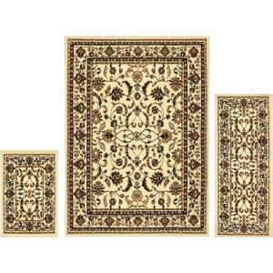 Superior Clementina Collection 3-Piece Rug Set, Attractive Rugs with Jute Backing, Durable and Beautiful Woven Structure, Elegant Medallion Area Rug Set – 2′ x 3′, 2′ x 5′, and 5′ x 7′ Rugs, Black(Ivory Beige)