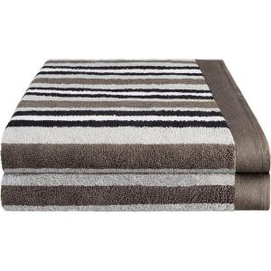 Superior Collection Luxurious Stripes Combed Cotton 2-Piece Bath Sheet Set, Charcoal(Charcoal)