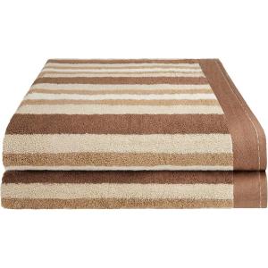 Superior Collection Luxurious Stripes Combed Cotton 2-Piece Bath Sheet Set, Charcoal(Chocolate)
