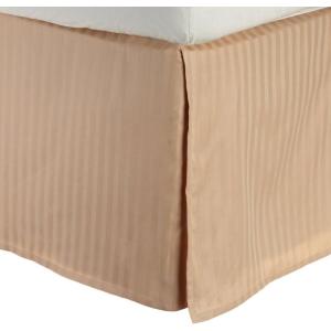 Superior Combed Cotton 300 Thread Count Bed Skirt Stripe, Black, Twin(Beige)